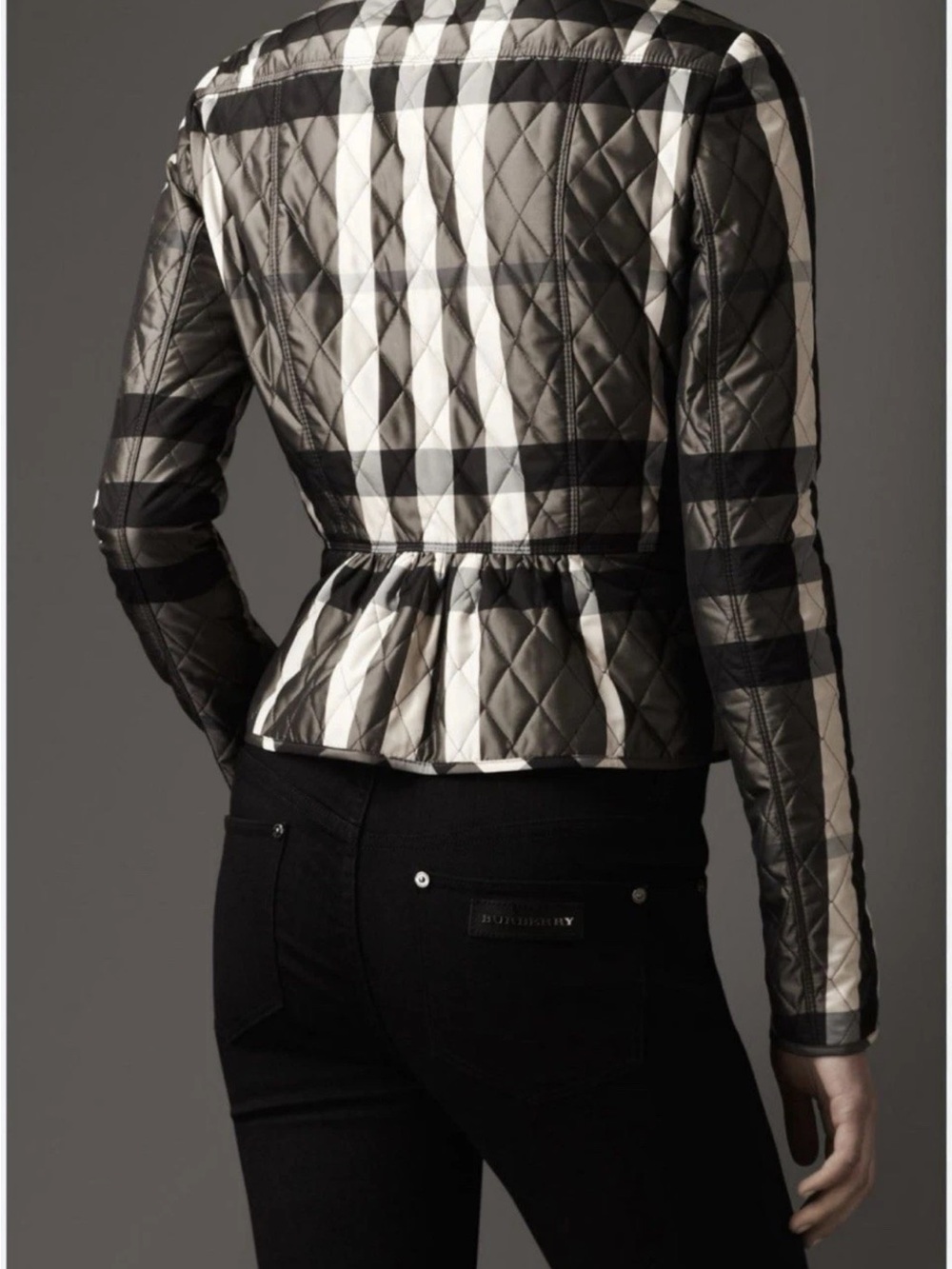 Burberry Quilted Peplum Plaid Jacket - Picture 8 of 8